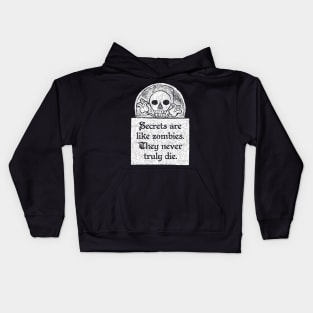 Secrets Are Like Zombies, Wednesday Addams Quote Kids Hoodie